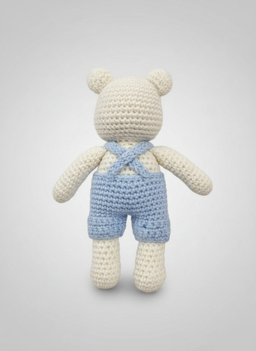 🐻Crocheted Bear in Blue Vest