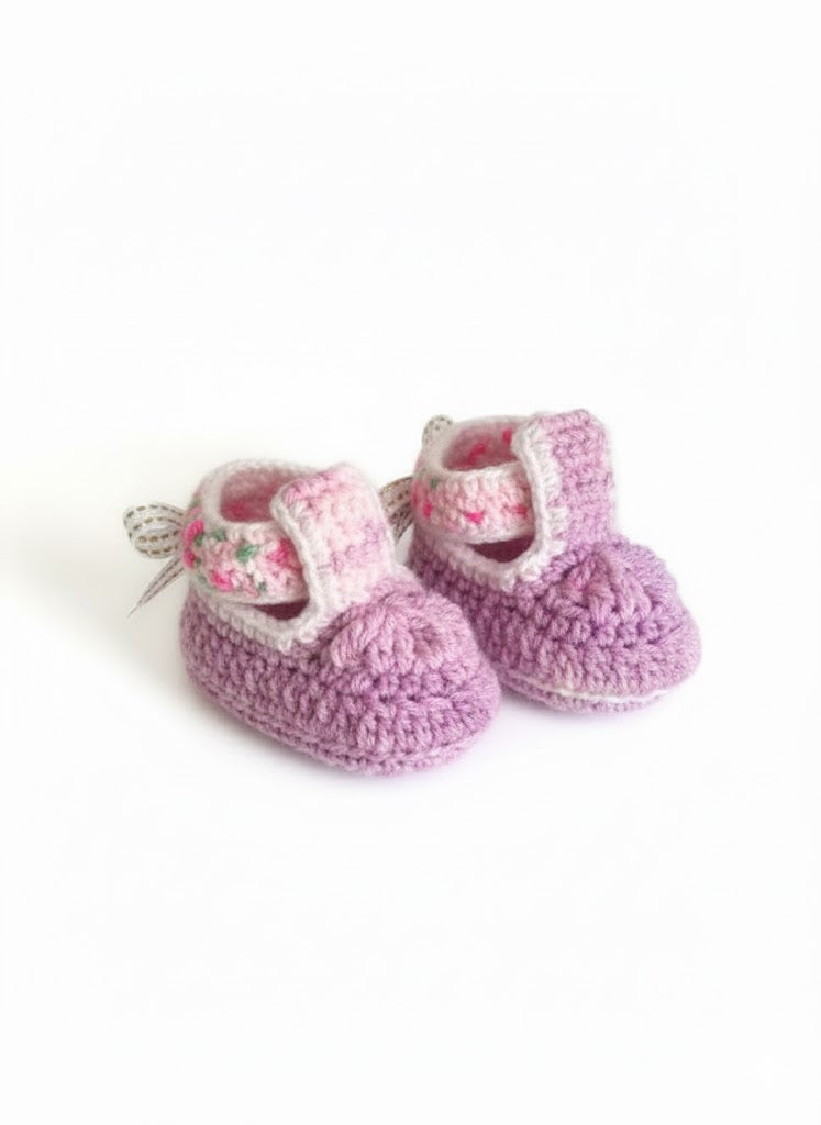 🎀Lilac & Pink Floral Baby Booties