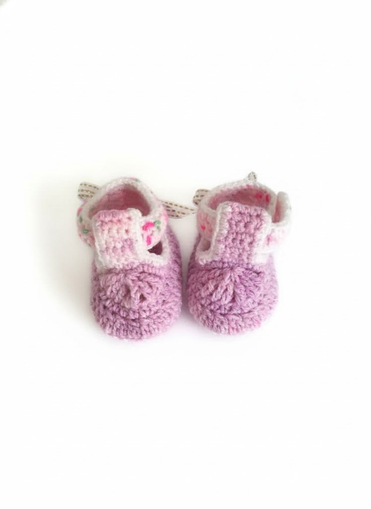 🎀Lilac & Pink Floral Baby Booties
