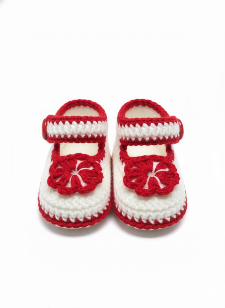 🎄 Festive Red Bow Accents Booties