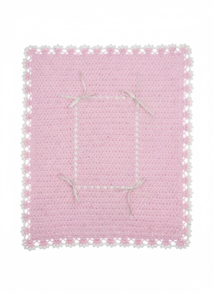 🌸 Soft Pink Speckled Crochet Baby Blanket