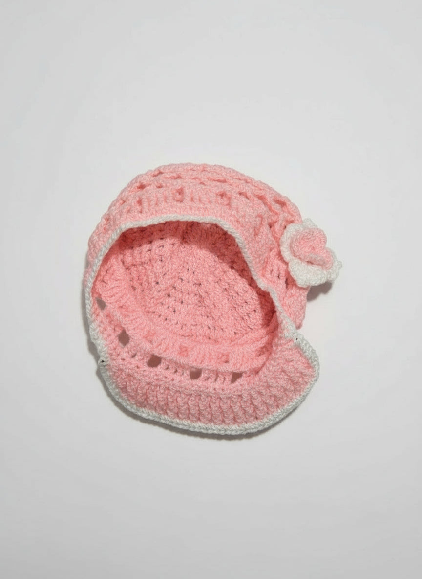 The "Sweetheart" Blush Pink Crochet Visor Cap