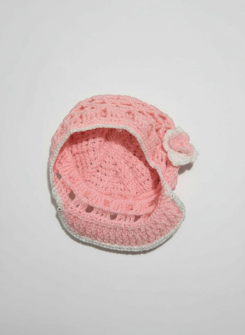 The "Sweetheart" Blush Pink Crochet Visor Cap
