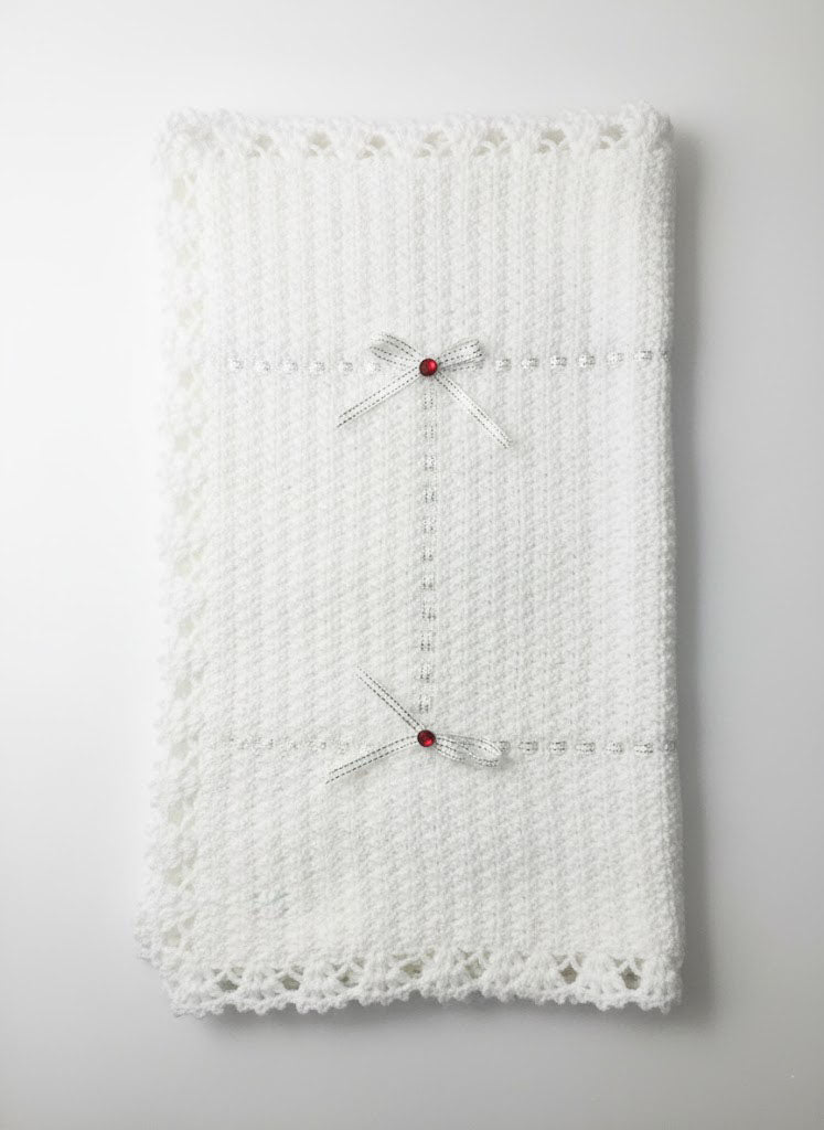 ☁️White Textured Crochet Baby Blanket
