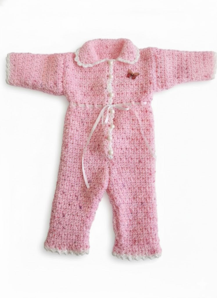 🌸 Pink Crochet Baby Romper