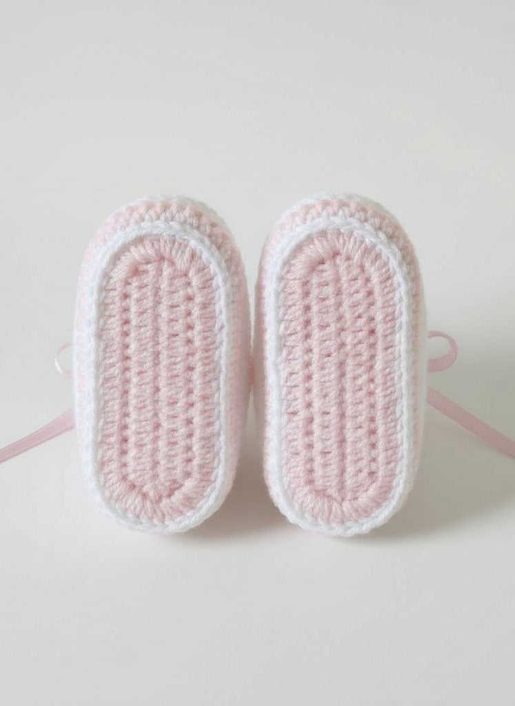 🌸 White & Pink Baby Booties